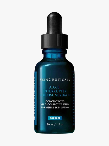 A.G.E. Interrupter Ultra Lifting Serum in branded dropper component on a light gray background