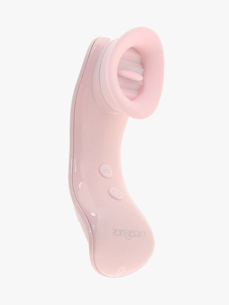 A pink CalExotics Inspire Flickering Intimate Arouser Vibe on light gray background